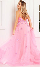 Jovani 62929 - Plunging Floral Beaded Prom Gown - detail view