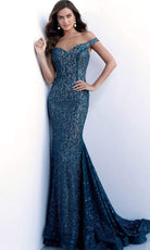 Jovani 64521 Lace Off-Shoulder Mermaid Dress With Train - designer evening gown at Silhouette Dresses