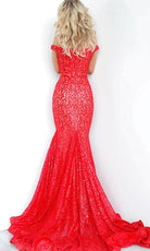 Jovani 64521 Lace Off-Shoulder Mermaid Dress With Train - view 6