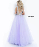 Jovani 65379 - Crystal Embellished Plunging V-neck Ballgown - view 4