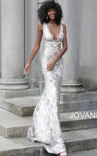 Jovani - 65578 Sequined Plunging V-Neck Evening Gown - back view