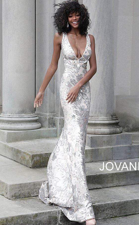 Jovani - 65578 Sequined Plunging V-Neck Evening Gown - back view