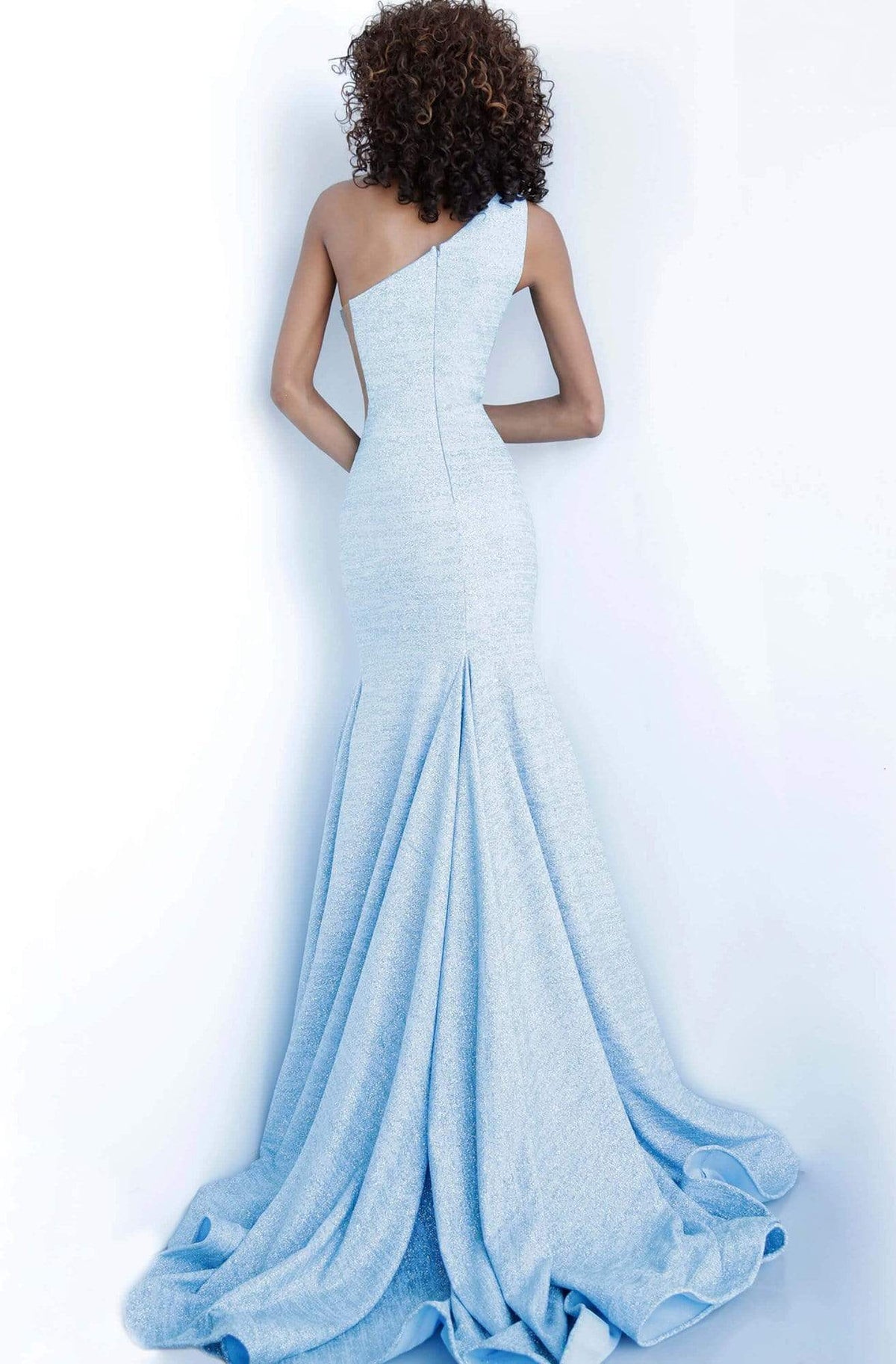 Jovani - 67650 Stretch Glitter Mermaid Dress With Sweep Train - detail view