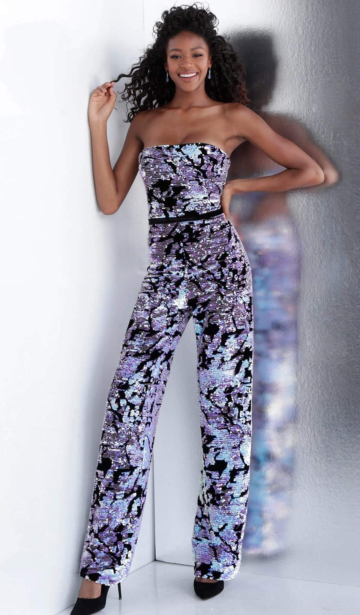 Jovani - 67849 Strapless Sequined Fitted Jumpsuit - designer evening gown at Silhouette Dresses