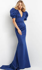 Jovani 07268 - Puff Sleeves V-Neck Evening Dress - designer prom dress at Silhouette Dresses