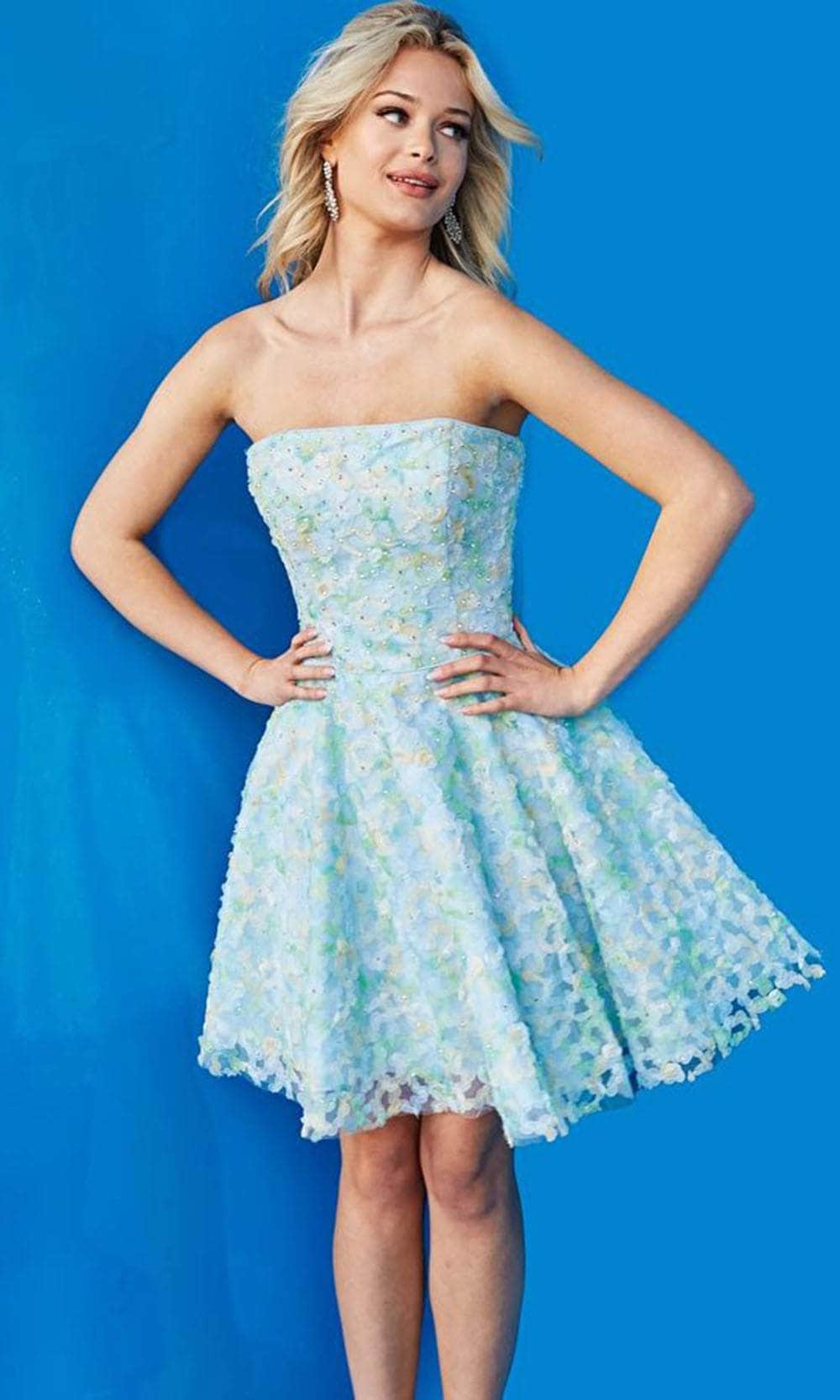Jovani 07965 - Floral Strapless Cocktail Dress - view 5