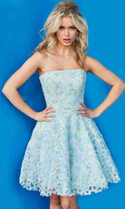 Jovani 07965 - Floral Strapless Cocktail Dress - back view
