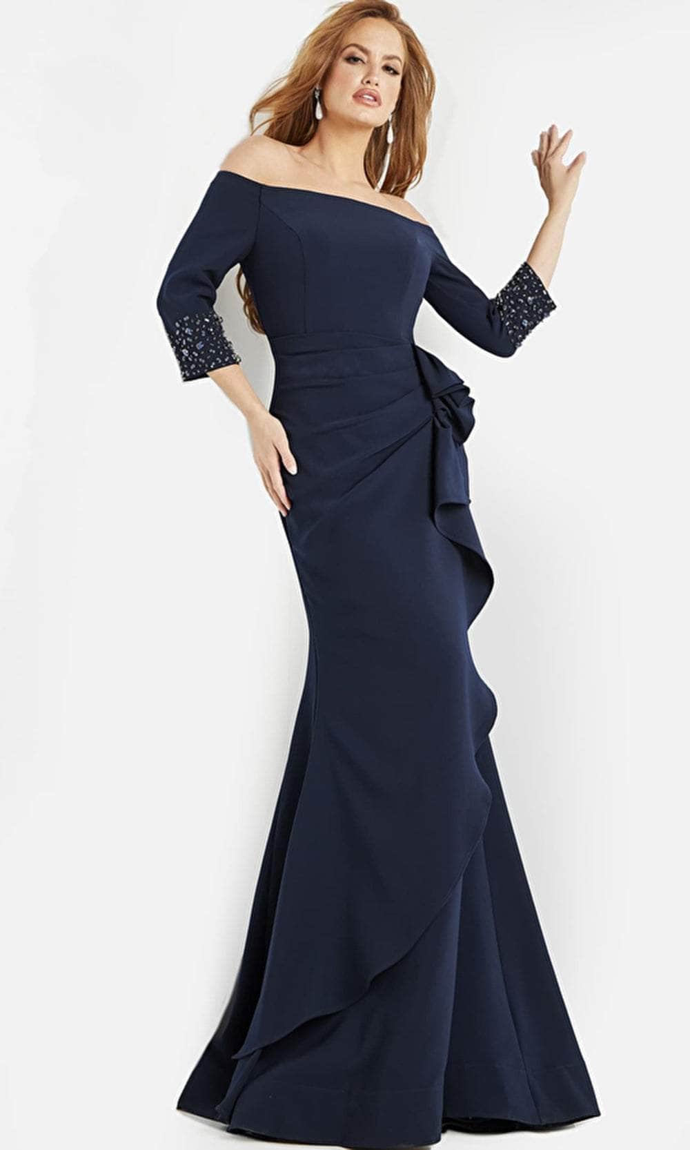 Jovani 08699 - Quarter Sleeve Off-Shoulder Mother of the Groom Dress - view 6