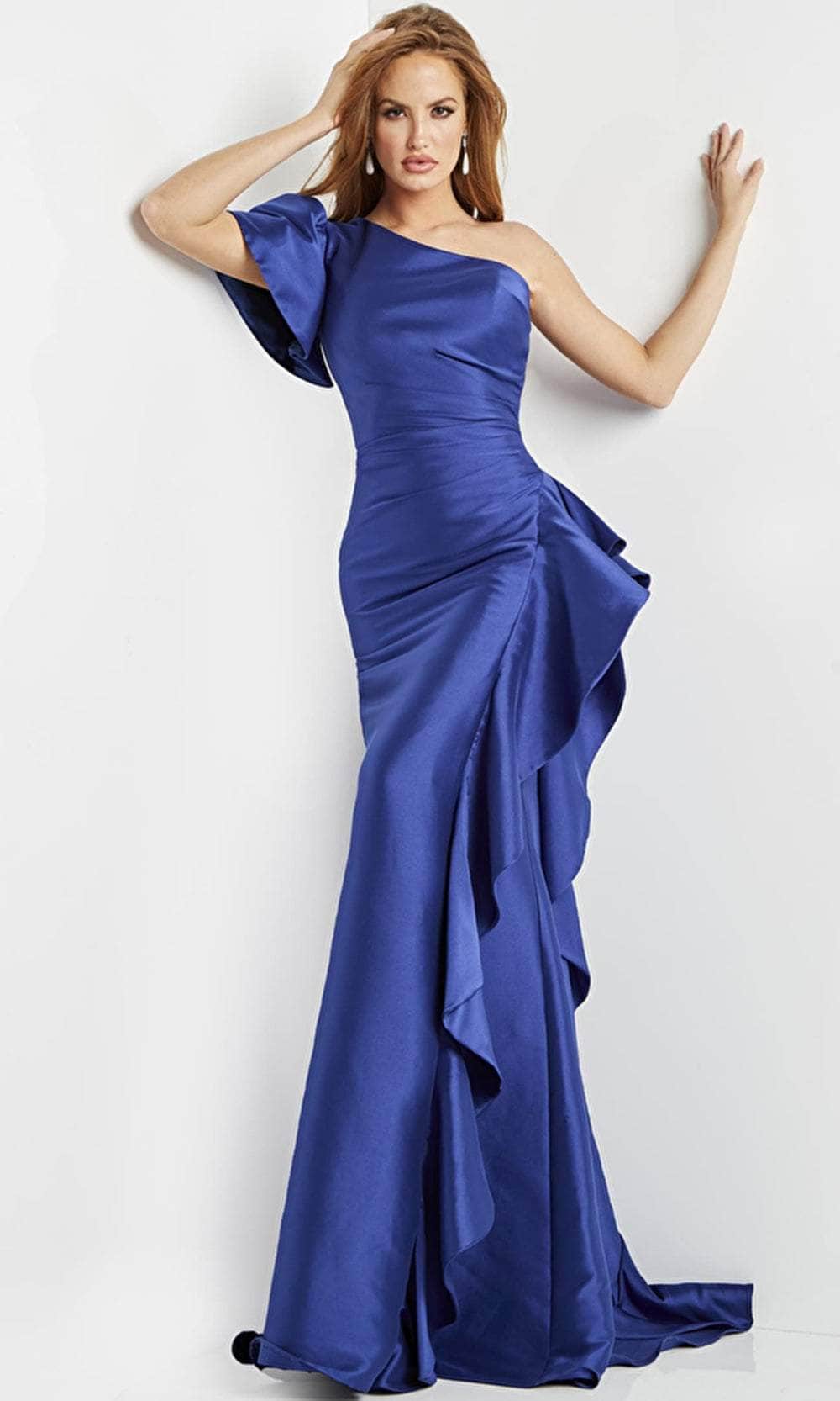 Jovani 09201 - Asymmetrical One Sleeve Evening Dress - detail view