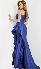 Jovani 09201 - Asymmetrical One Sleeve Evening Dress - back view