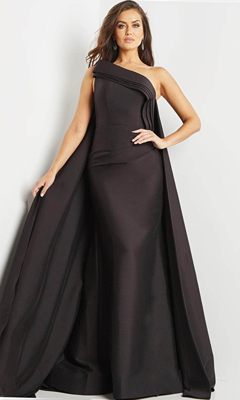Jovani 09203 - Asymmetrical Pleated Evening Gown - back view