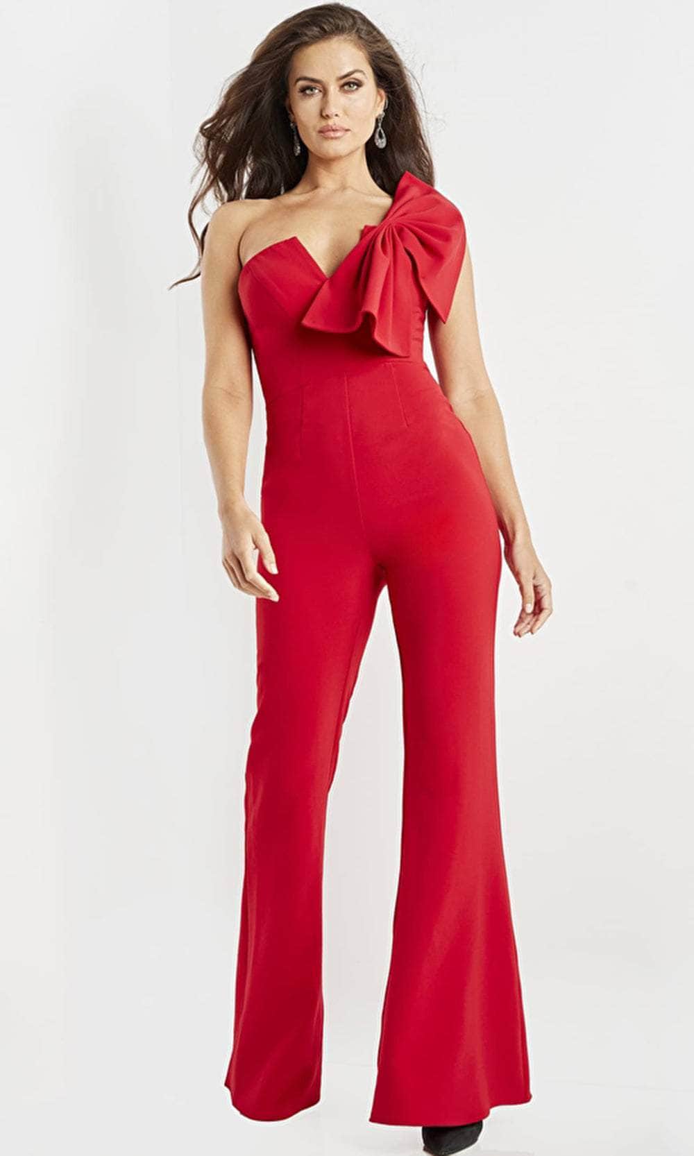 Jovani 09525 - V-Neck Single Strap Jumpsuit - detail view