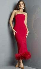 Jovani 09630 - Strapless Feather Hemline Prom Dress - detail view