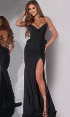 Jovani D5821 - Floral Detail Deep V-Neck Prom Gown - designer prom dress at Silhouette Dresses