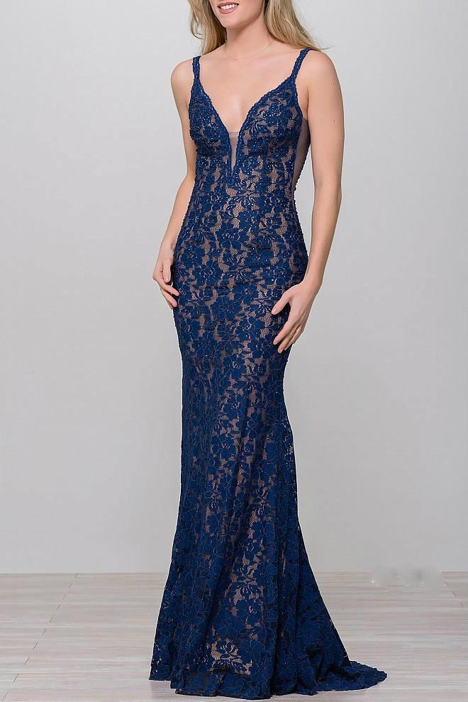 Jovani - Fitted Lace Prom Dress 48994 - view 7