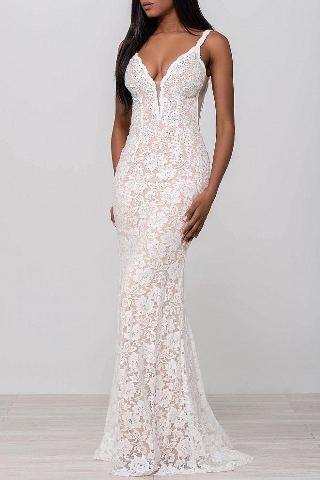 Jovani - Fitted Lace Prom Dress 48994 - view 8