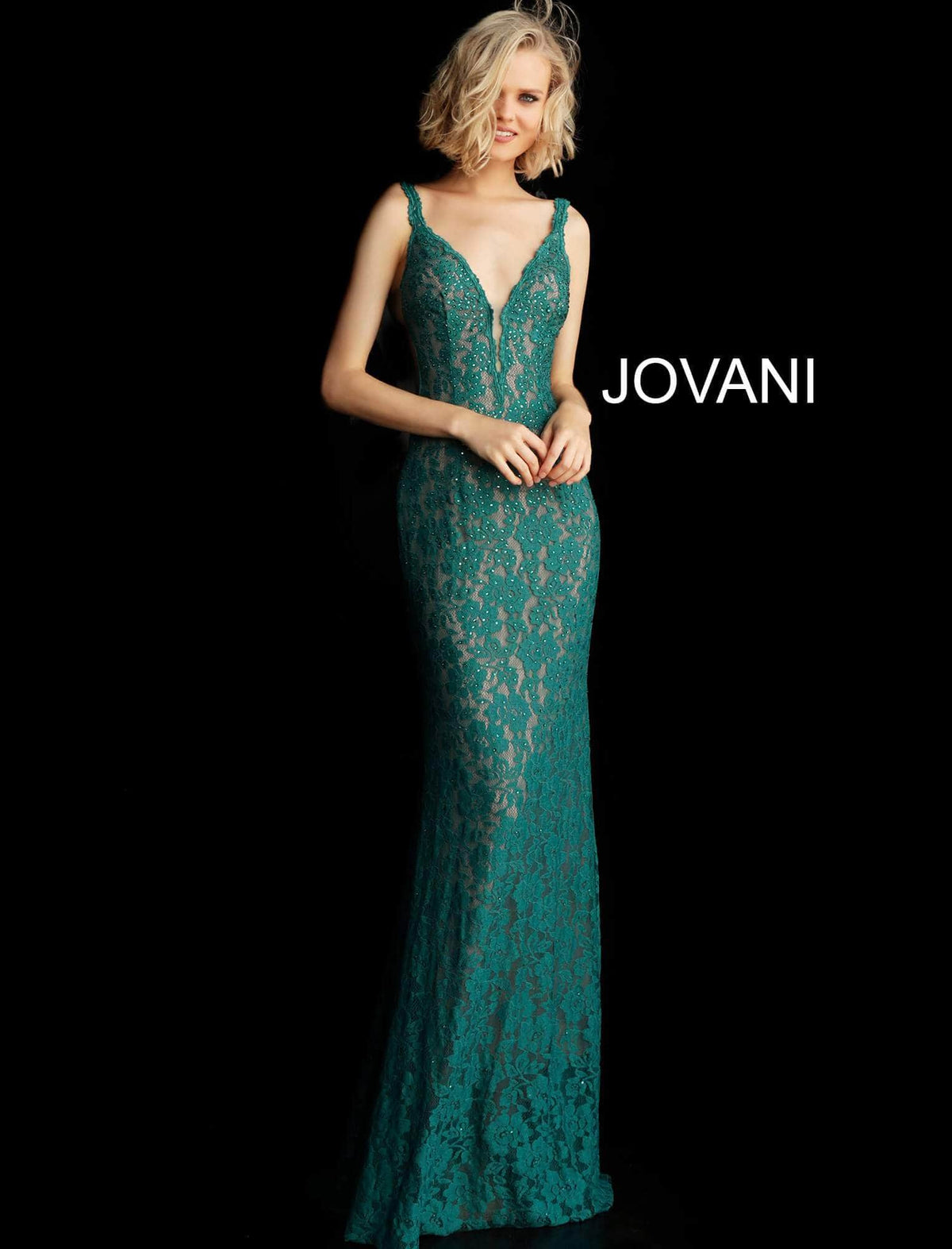 Jovani - Fitted Lace Prom Dress 48994 - view 9