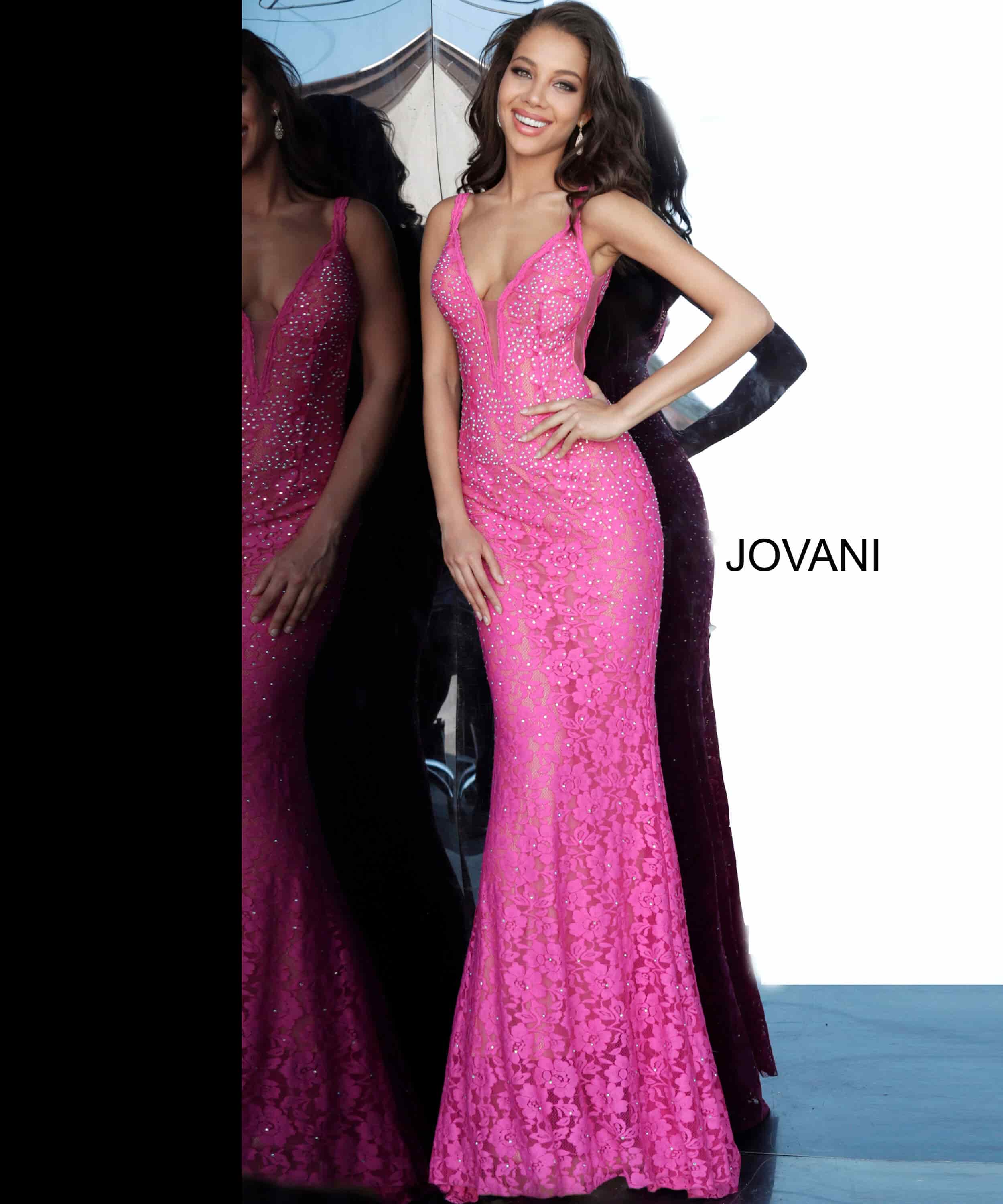 Jovani - Fitted Lace Prom Dress 48994 - view 14