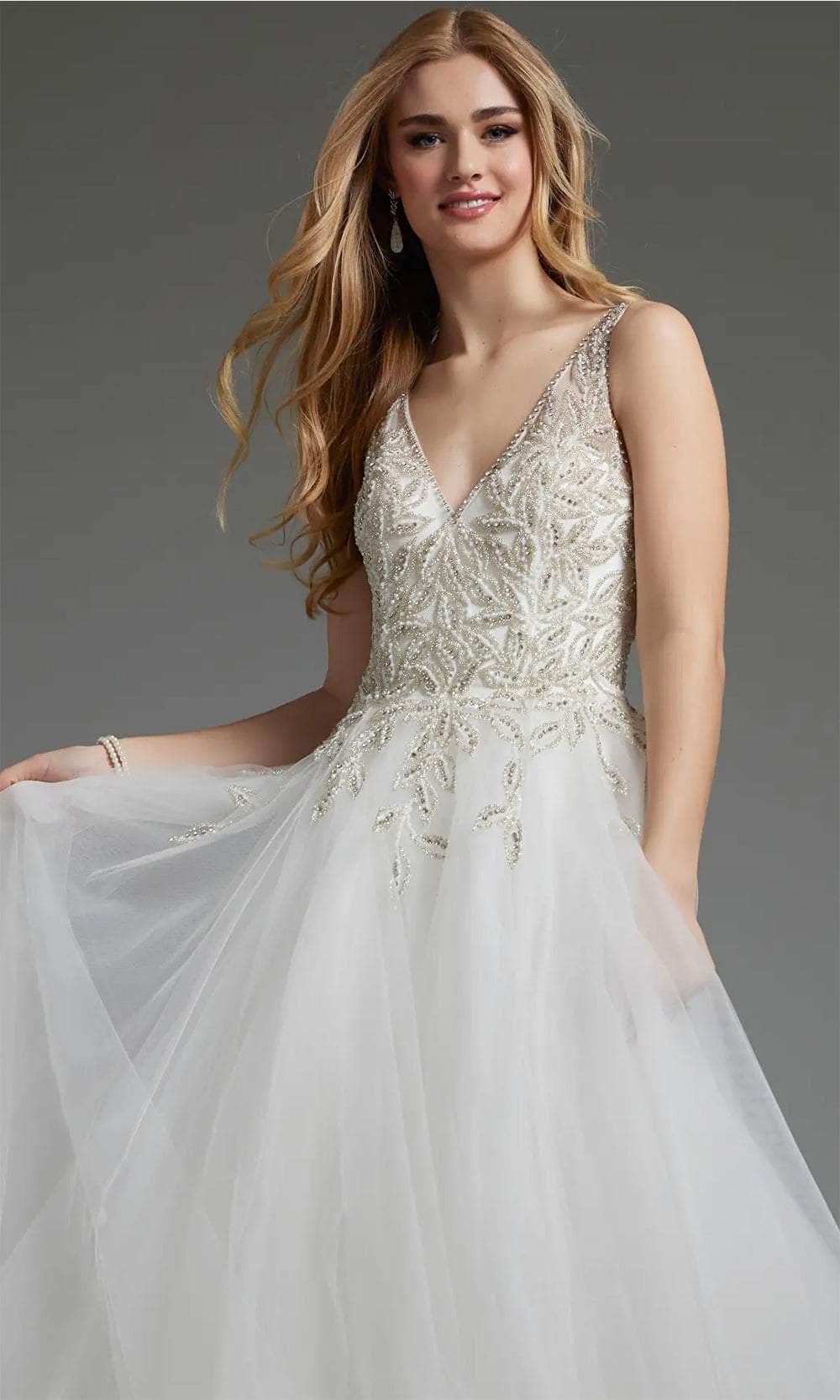 Jovani JB03500 - Beaded V-Neck Bridal Gown - back view