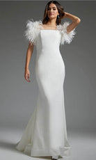 Jovani JB07433 - Feathered Form-Fitting Bridal Gown - designer wedding dress at Silhouette Dresses