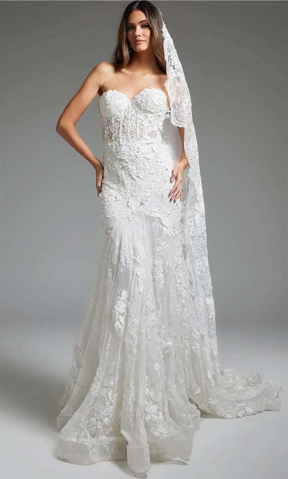 Jovani JB07583 - Sweetheart Floral Appliqued Bridal Gown - designer wedding dress at Silhouette Dresses