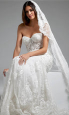 Jovani JB07583 - Sweetheart Floral Appliqued Bridal Gown - back view