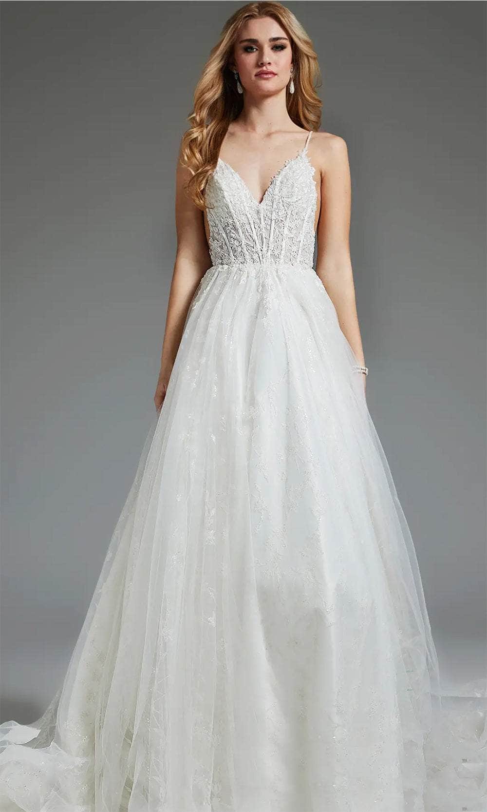 Jovani JB07647 - Glitter A-Line Bridal Gown - detail view