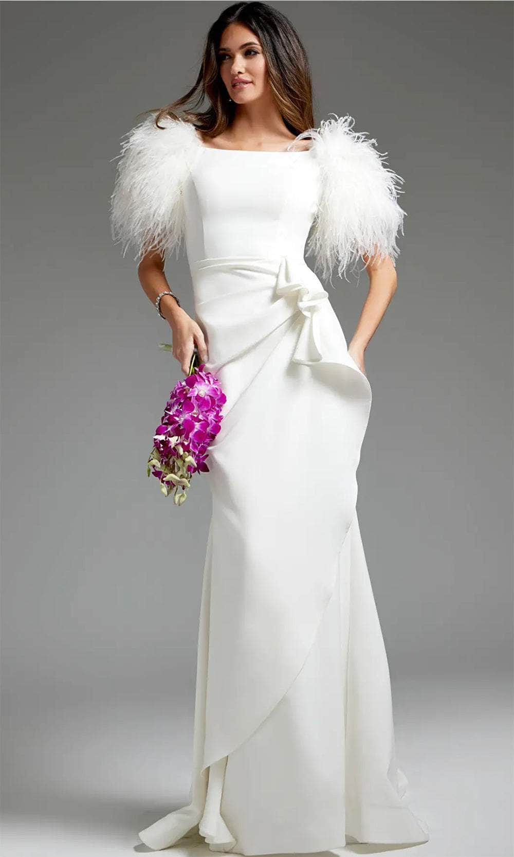Jovani JB09153 - Draped Mermaid Bridal Gown - detail view