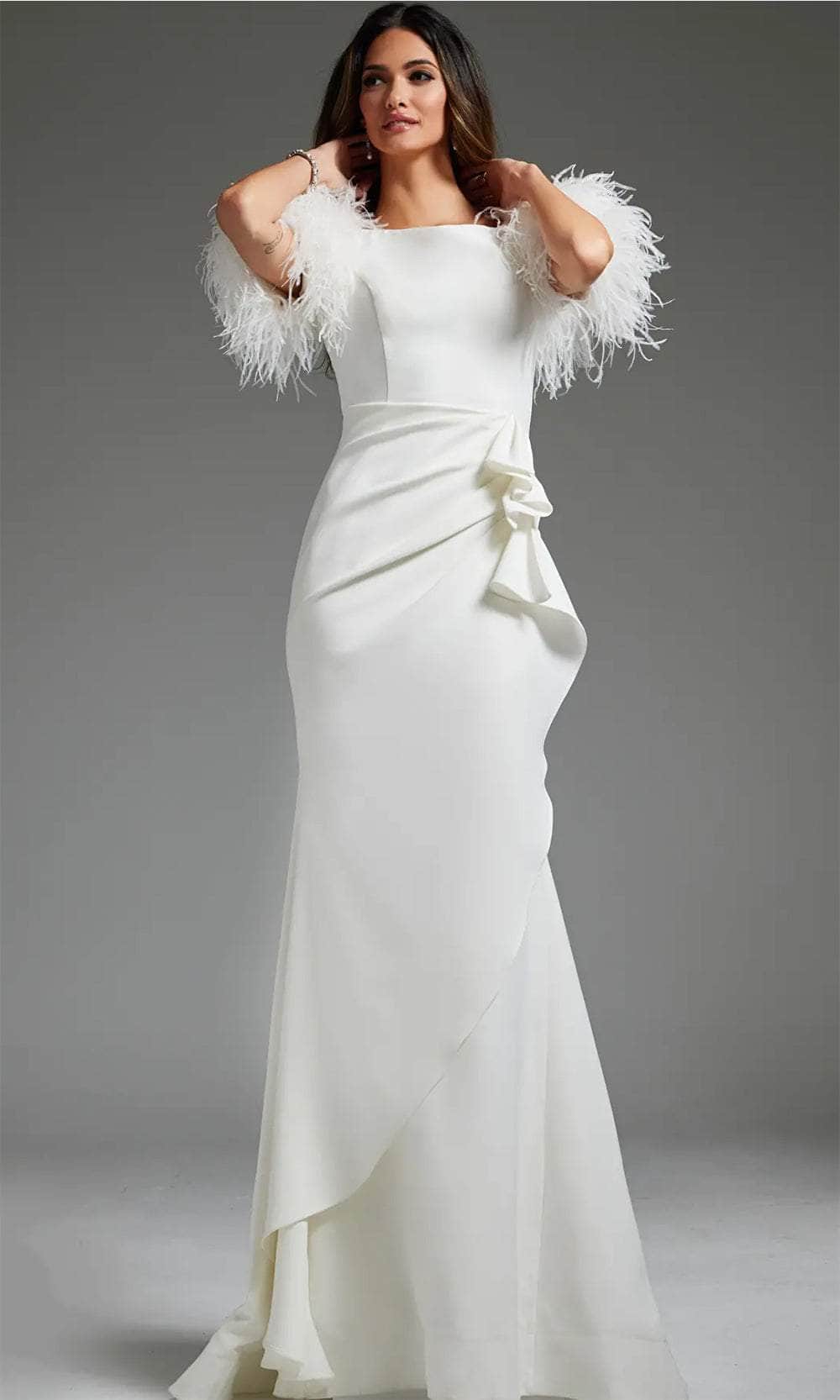 Jovani JB09153 - Draped Mermaid Bridal Gown - back view