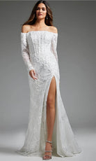 Jovani JB23106 - Long Sleeve Off Shoulder Bridal Gown - designer wedding dress at Silhouette Dresses