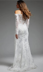 Jovani JB23106 - Long Sleeve Off Shoulder Bridal Gown - detail view