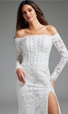 Jovani JB23106 - Long Sleeve Off Shoulder Bridal Gown - view 4