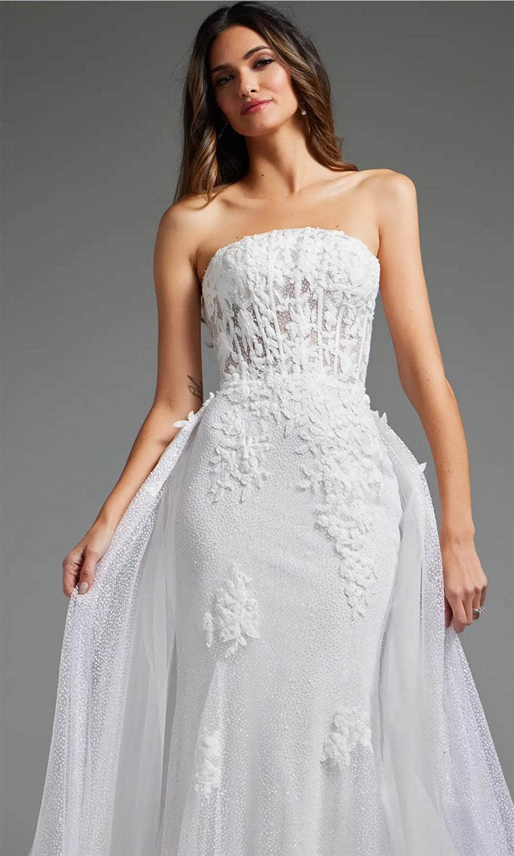 Jovani JB24560 - Strapless Overskirt Bridal Gown - detail view