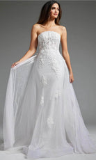 Jovani JB24560 - Strapless Overskirt Bridal Gown - back view