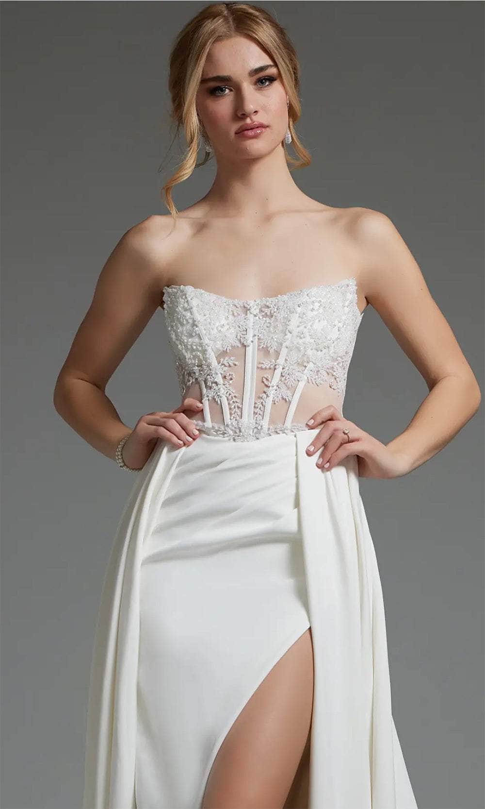 Jovani JB37128 - Corset Overskirt Bridal Gown - back view