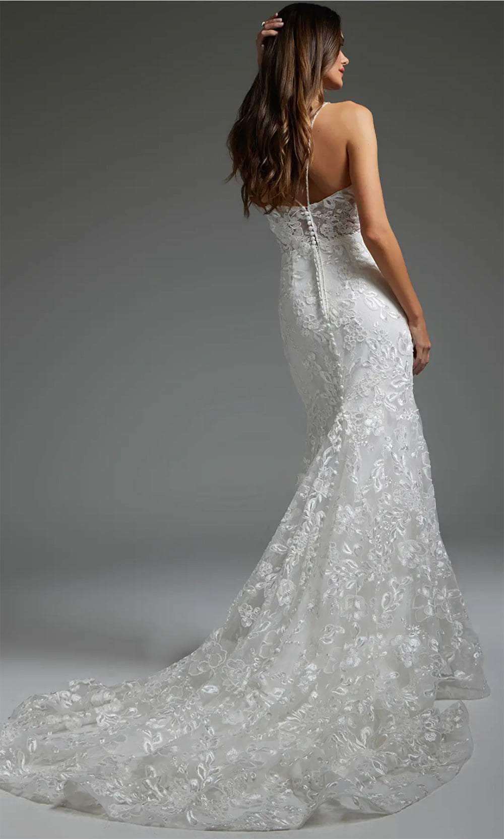 Jovani JB37538 - Floral Embroidered Bridal Gown - back view