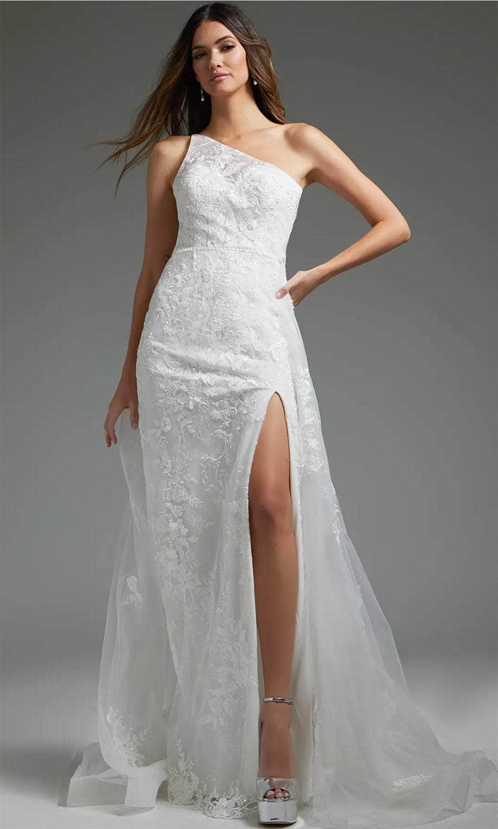 Jovani JB37601 - One Shoulder Lace Bridal Gown - designer wedding dress at Silhouette Dresses