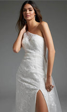Jovani JB37601 - One Shoulder Lace Bridal Gown - back view
