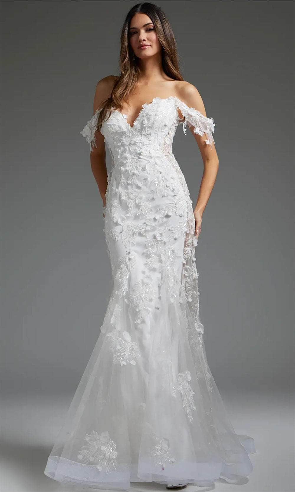 Jovani JB38224 - Applique Off Shoulder Bridal Gown - designer wedding dress at Silhouette Dresses