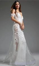 Jovani JB38224 - Applique Off Shoulder Bridal Gown - detail view