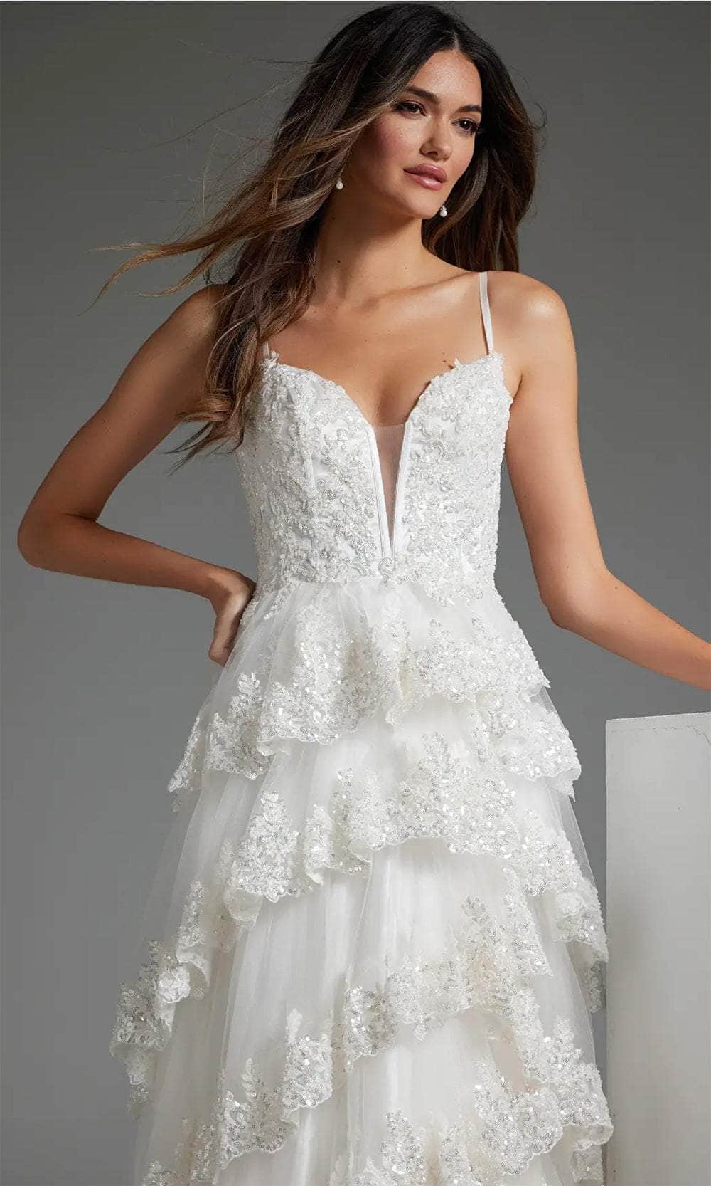 Jovani JB38641 - Ornate Tiered Bridal Gown - back view