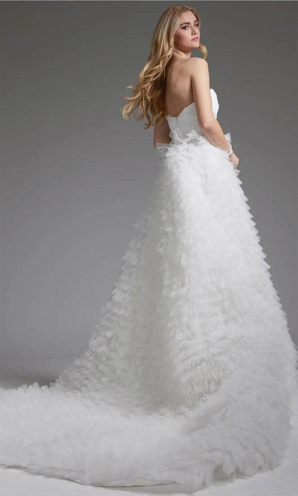 Jovani JB38958 - Ruffled A-Line Bridal Gown - back view