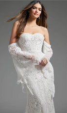 Jovani JB39162 - Bell Sleeve Lace Bridal Gown - detail view