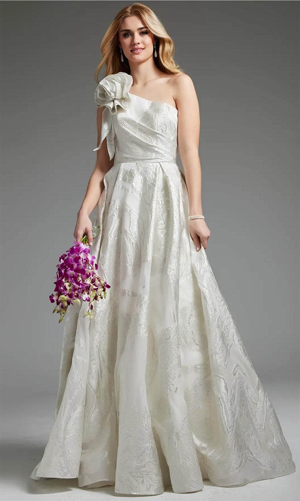 Jovani JB39218 - Rosette One Shoulder Bridal Gown - designer wedding dress at Silhouette Dresses
