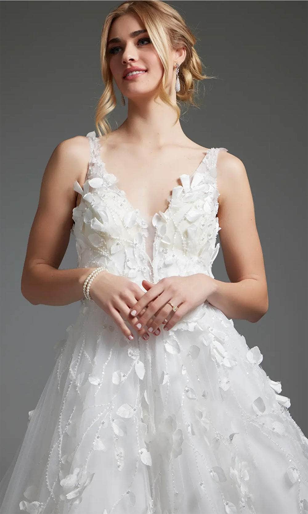 Jovani JB40511 - Applique V-Neck Bridal Gown - back view