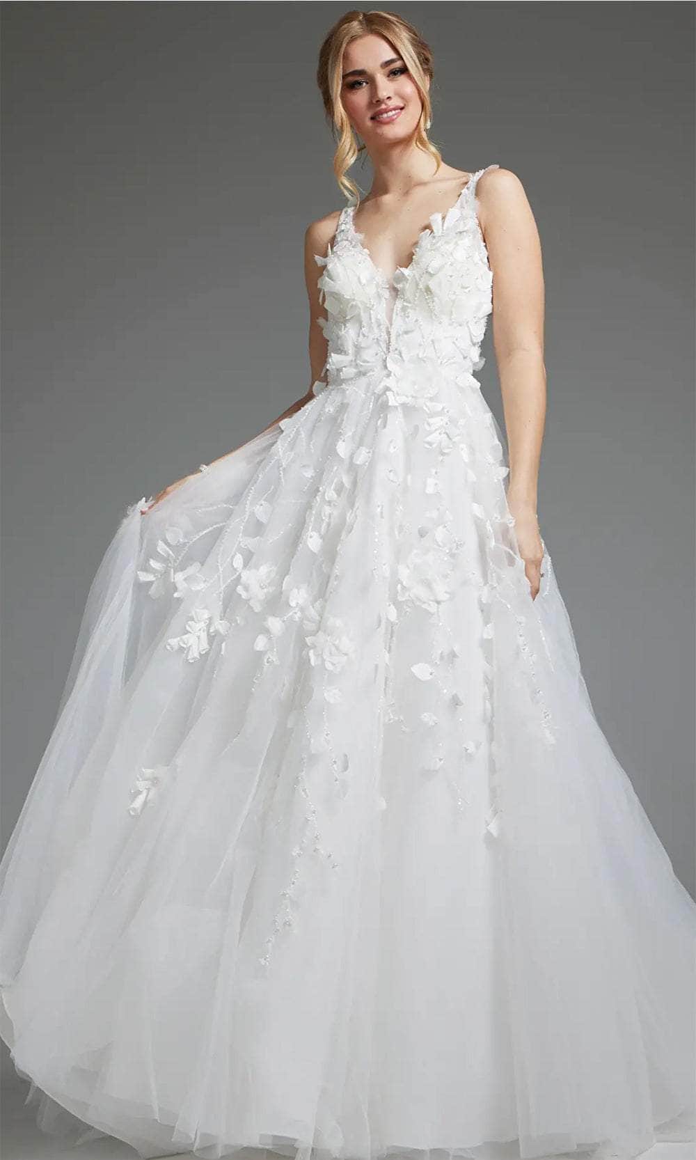 Jovani JB40511 - Applique V-Neck Bridal Gown - detail view