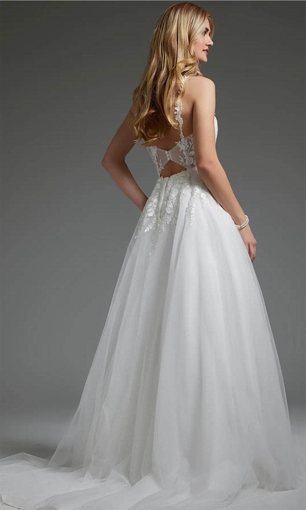 Jovani JB40513 - Embroidered Tulle Bridal Gown - back view