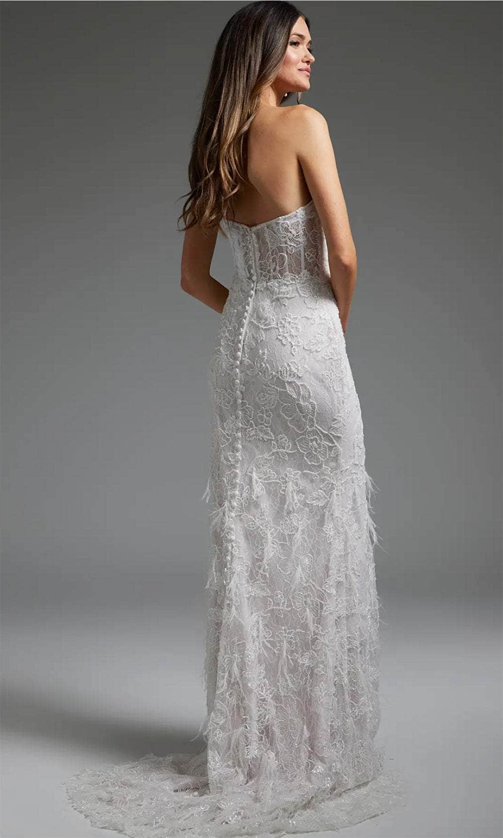 Jovani JB40590 - Lace Sheath Bridal Dress - back view