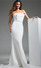 Jovani JB40597 - Straight-Across Simple Bridal Dress - detail view