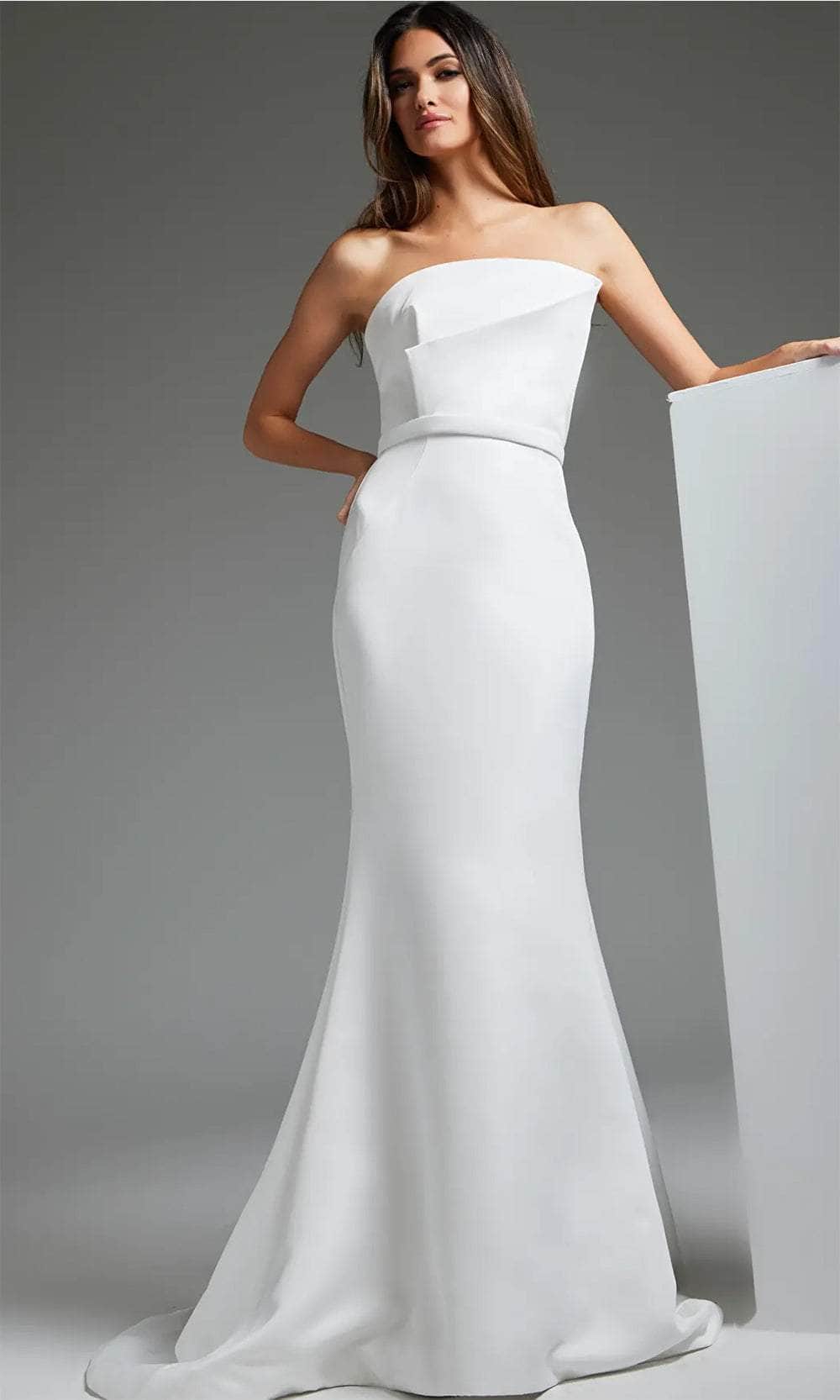 Jovani JB40597 - Straight-Across Simple Bridal Dress - back view